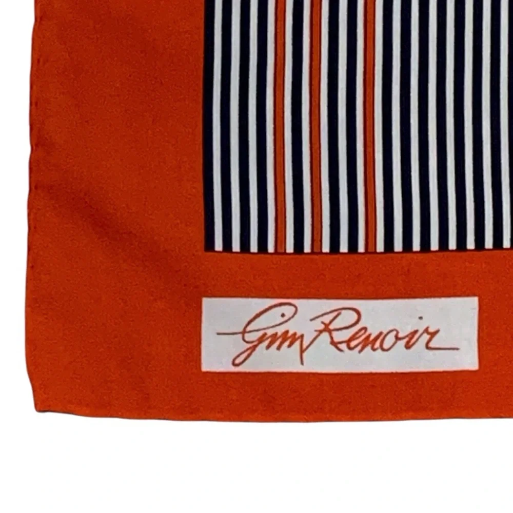 Vintage 60’s Jim Renoir Graphic Large Scarf In Red / Blue / White - Picture 7 of 16